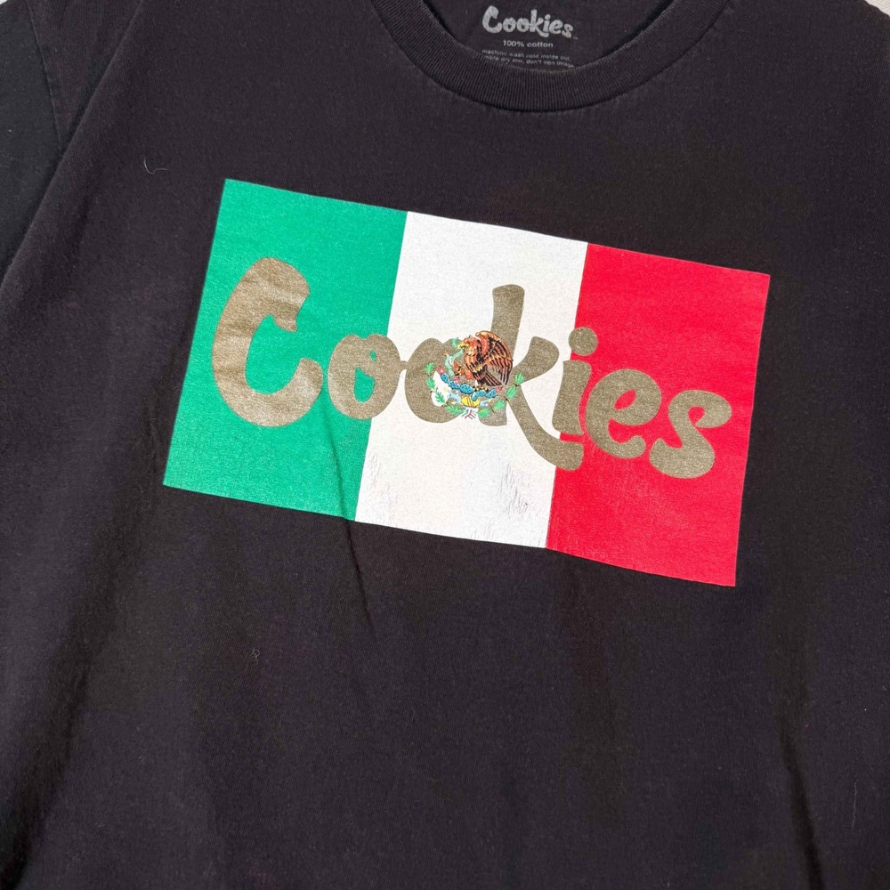 Cookies SF Mexico Flag Graphic T-Shirt Black Large Streetwear Skate Tee